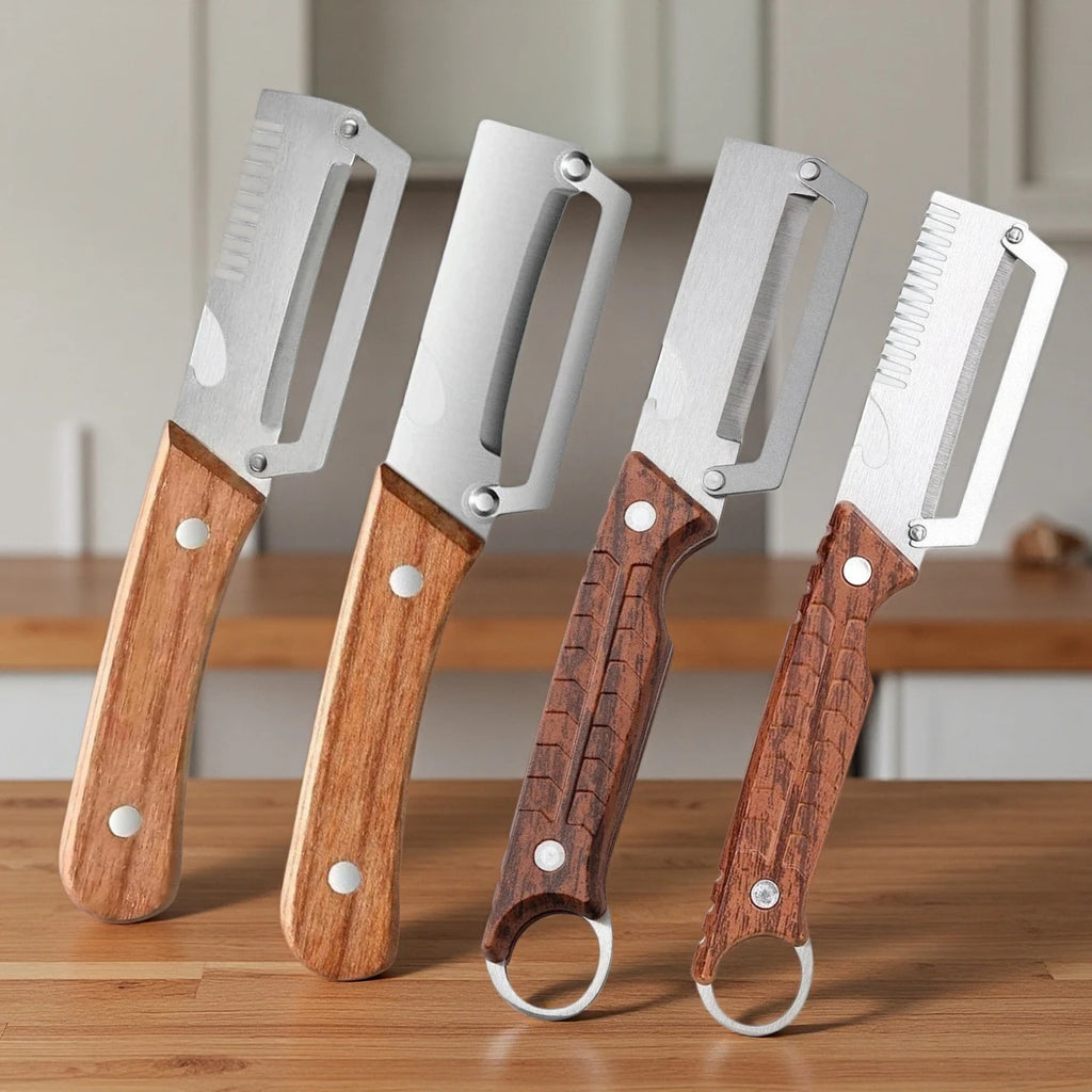 3-in-1 Vegetable Peeler – Stainless Steel with Wooden Handle Vegetable Peeler Axl
