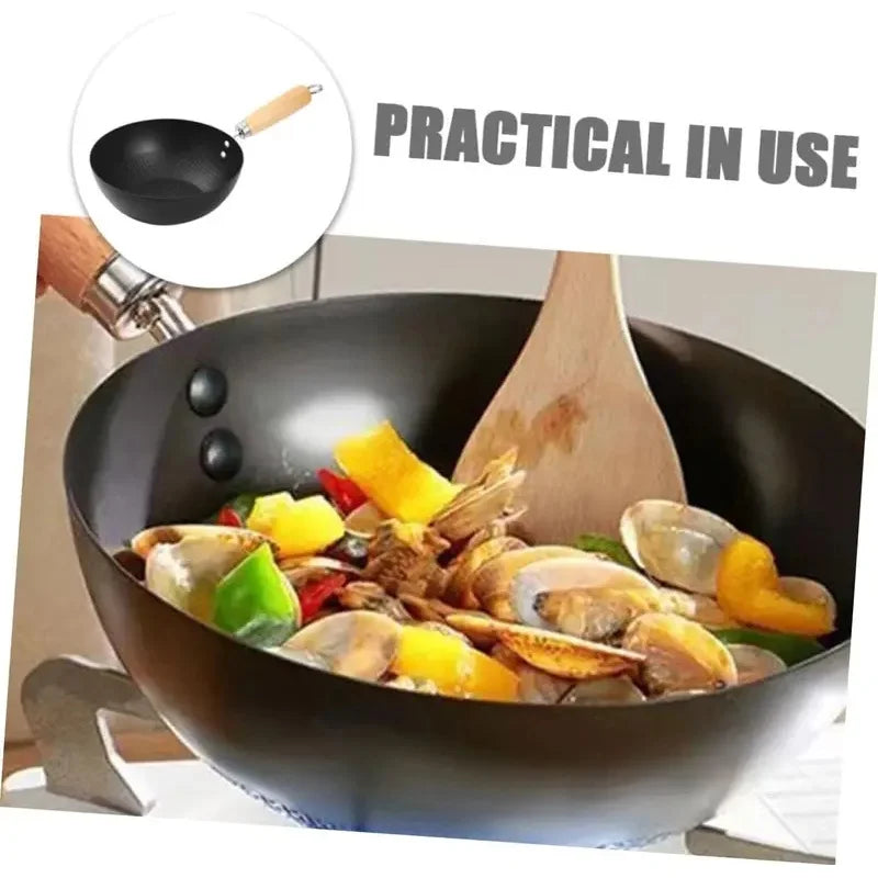 Uncoated Flat Bottom Iron Wok – Induction & Gas Stir-Fry Pan Iron Wok Axl