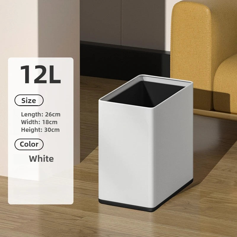 Stainless Steel Trash Can 12L – Modern Open-Top Waste Bin Stainless Waste Bin Axl White