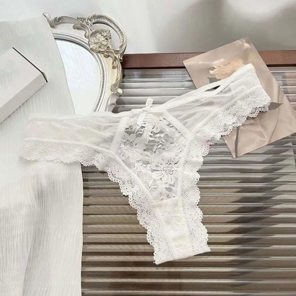 Floral Mesh Lace Ruffle Briefs – Low Waist Nylon Panties Women's Briefs Axl