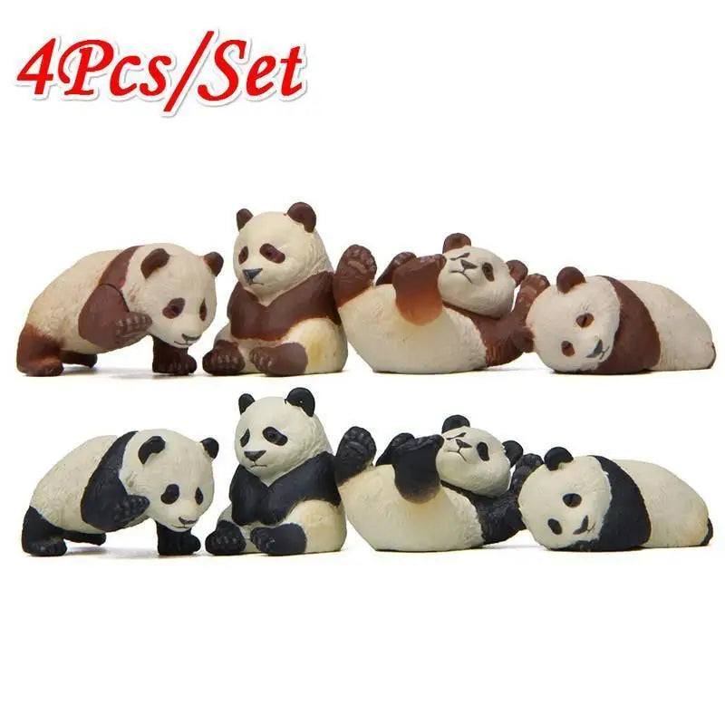 4-Piece Panda Miniature Figurines – Garden & Home Décor Set Garden Miniature Figurines Axl