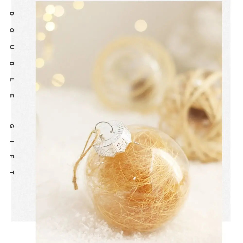 6-Pack Transparent Christmas Ball Ornaments – 8cm Tree Decor Christmas Ornament Set Axl