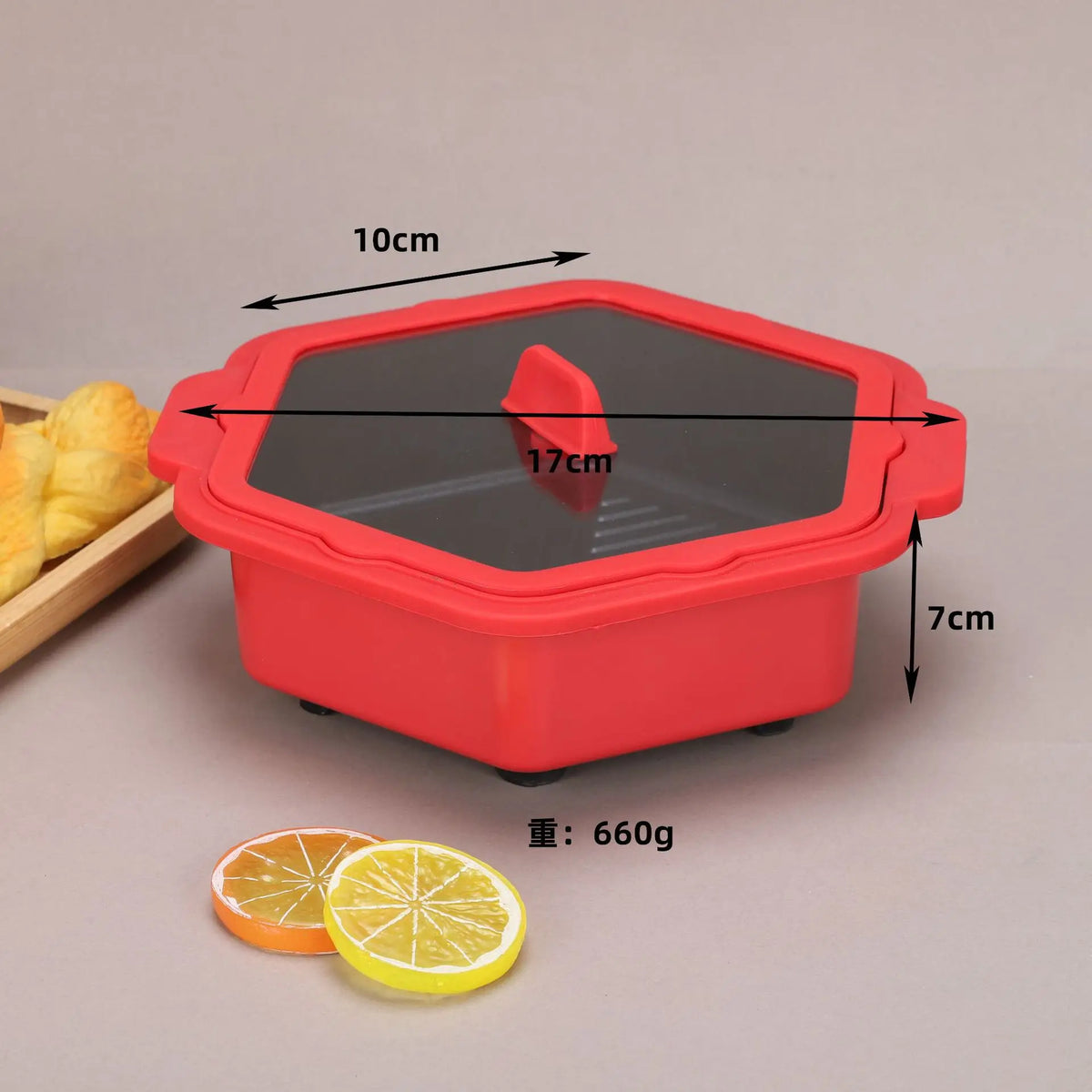 Hexagonal Nonstick Baking Pan with Lid – Air Fryer & Microwave Nonstick Baking Pan Axl Red