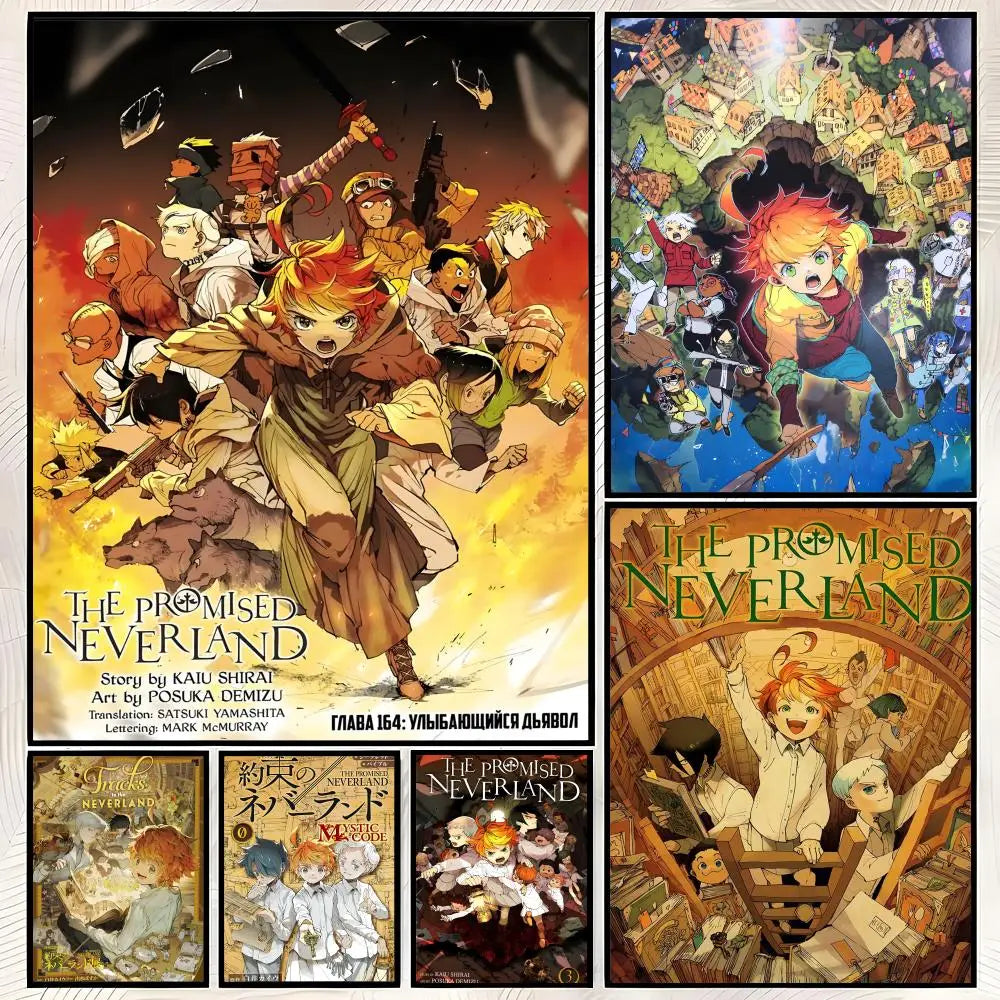 The Promised Neverland Anime Poster – HD Self-Stick PVC Wall Art Anime Wall Poster Axl