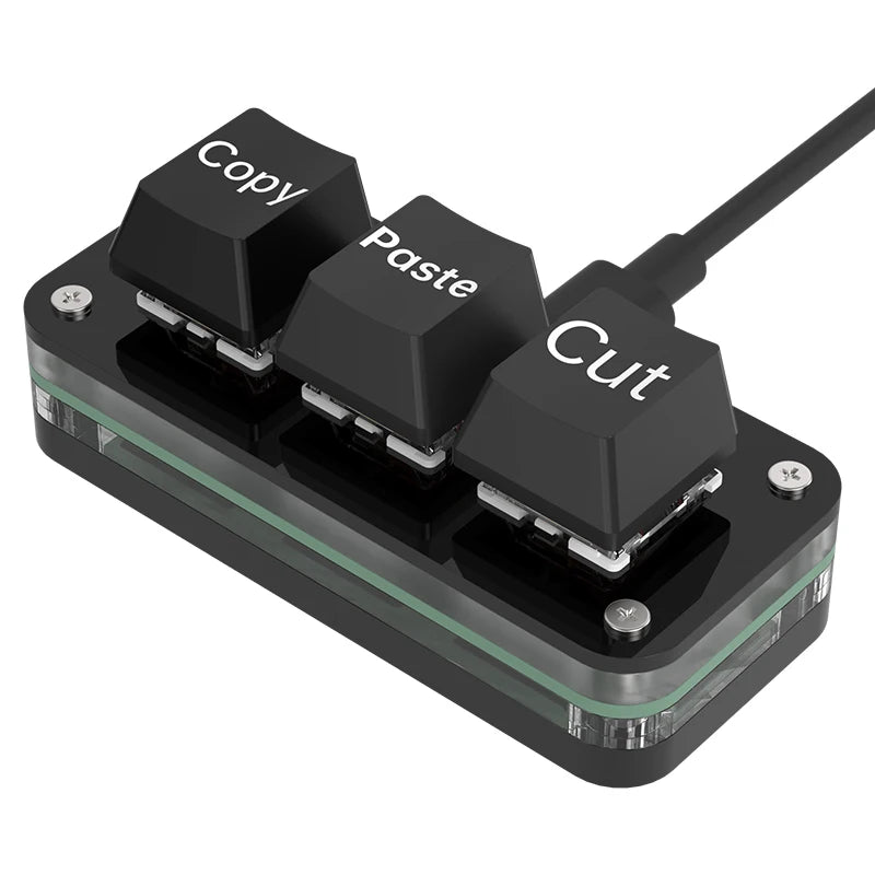 3-Key RGB Macropad – Hotswap Programmable Mini Keypad Programmable Macropad Axl Black-A-1pcs