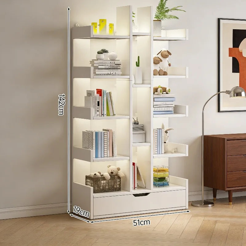 Modern Solid Wood Bookcase – Multi-Level Floor Standing Shelf Wooden Bookcase Axl