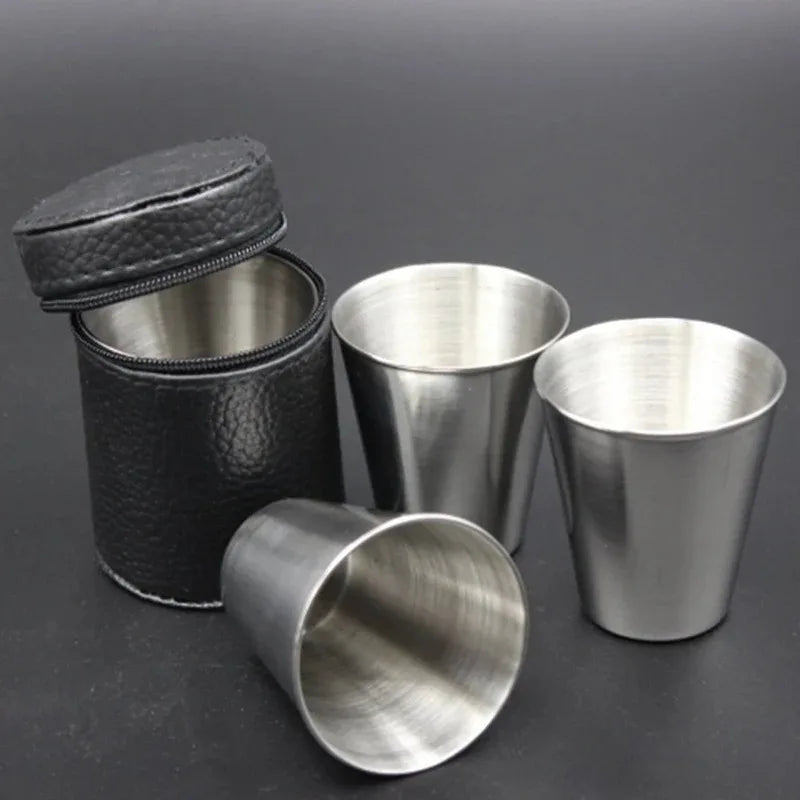 8-Piece Stainless Steel Shot Glasses Set with Storage Bag Shot Glass Set Axl