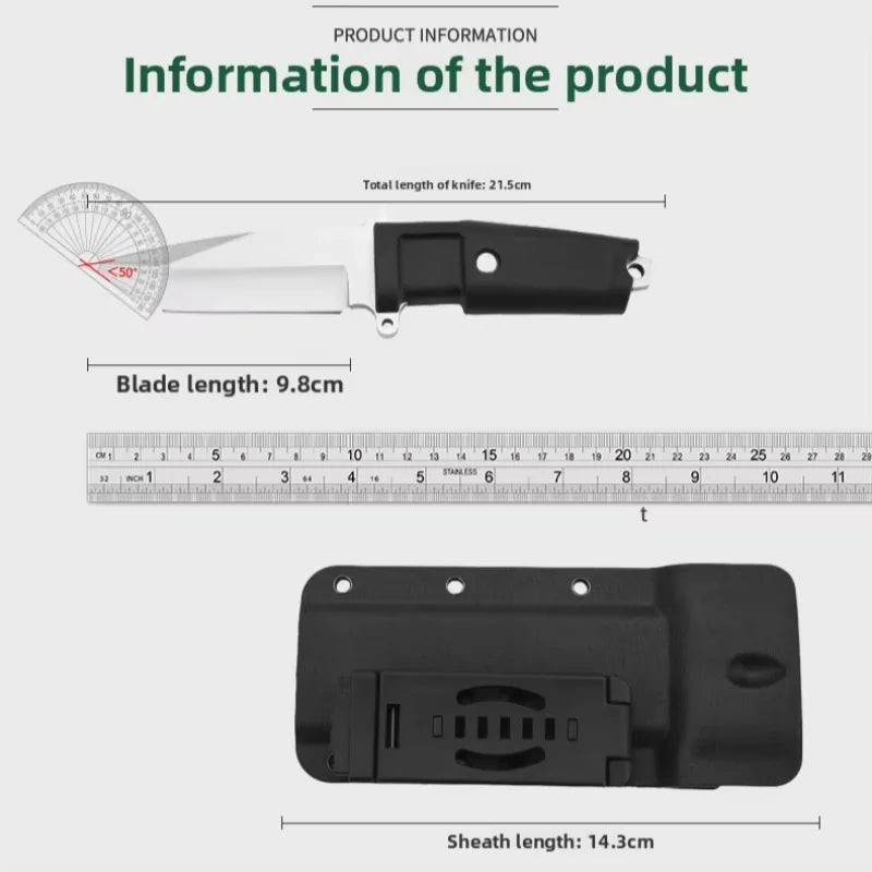 Jungle Straight Knife – Fixed Blade Camping Knife with Sheath Fixed Blade Knife Axl