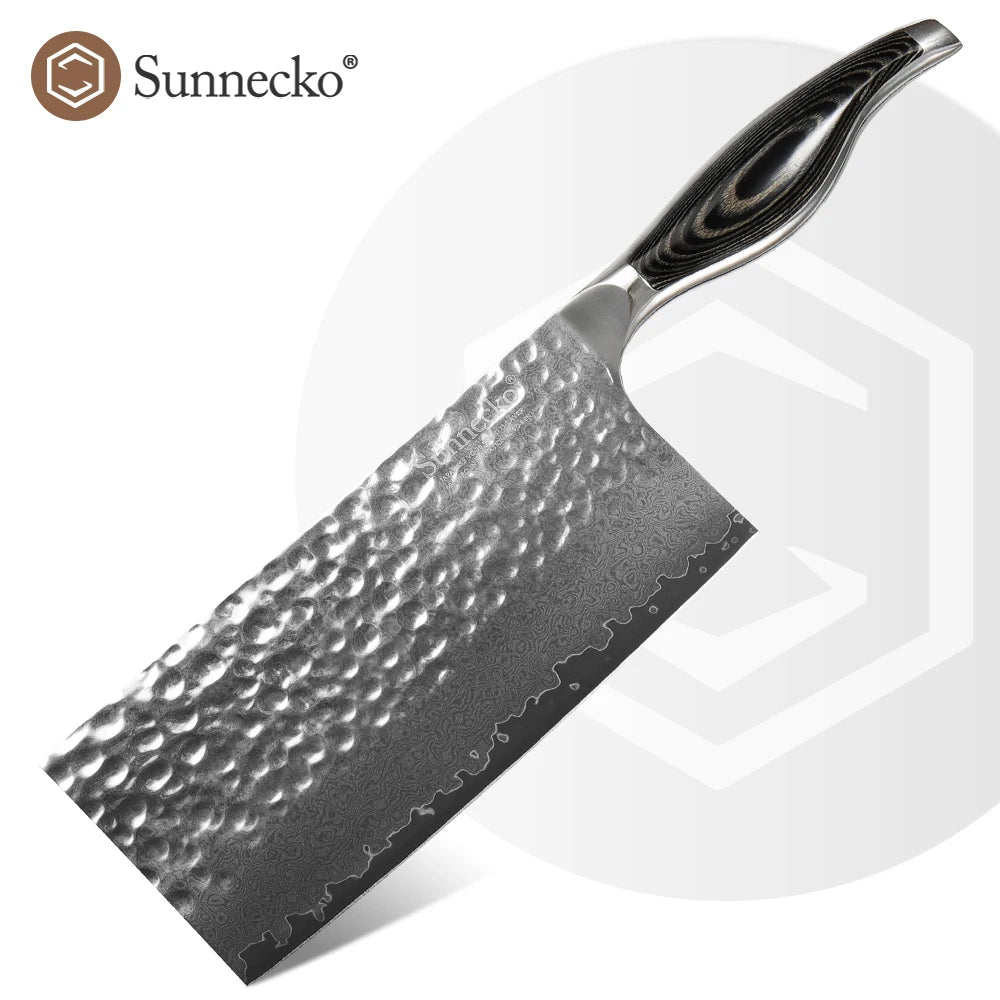 Sunnecko 7" Damascus Steel Cleaver – 73-Layer VG10 Kitchen Knife Damascus Cleaver Knife Axl China Mainland 7 inch