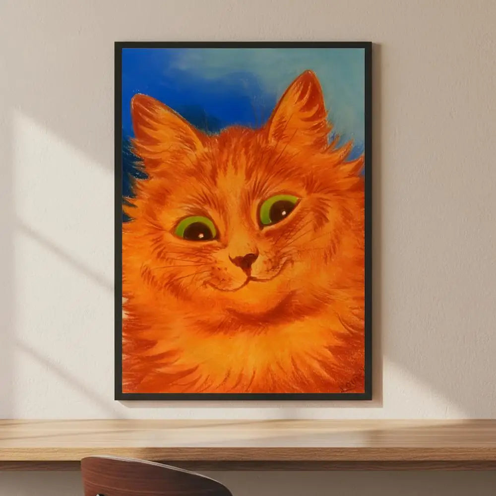 Louis Wain Ginger Cat Kaleidoscope HD Art Poster Wall Sticker Art Poster Wall Sticker Axl White12 50X70cmNoframe