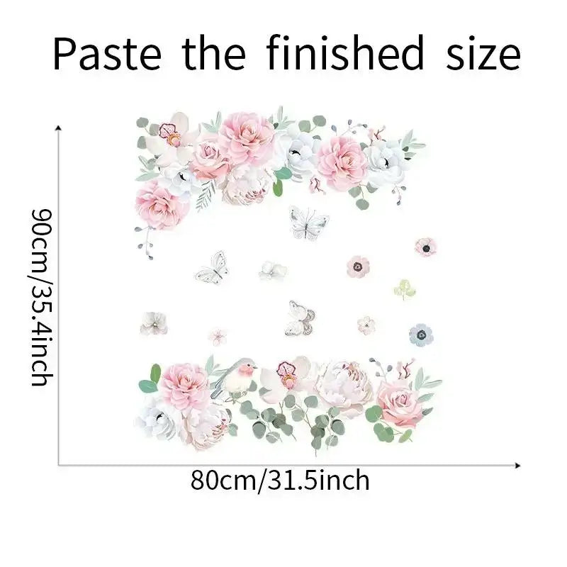 Pink Peony Flower Wall Stickers – Self-Adhesive Floral Decals Floral Wall Stickers Axl