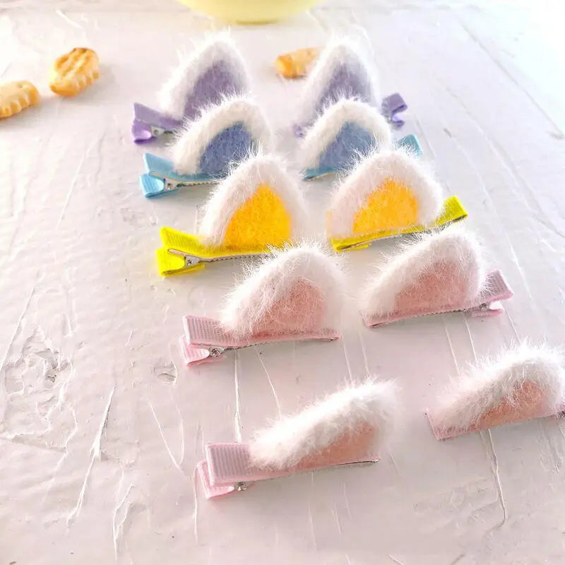 2PCS Plush Cat Ear Hair Clips – Korean Style Girls Accessory Girls Hair Clips Axl