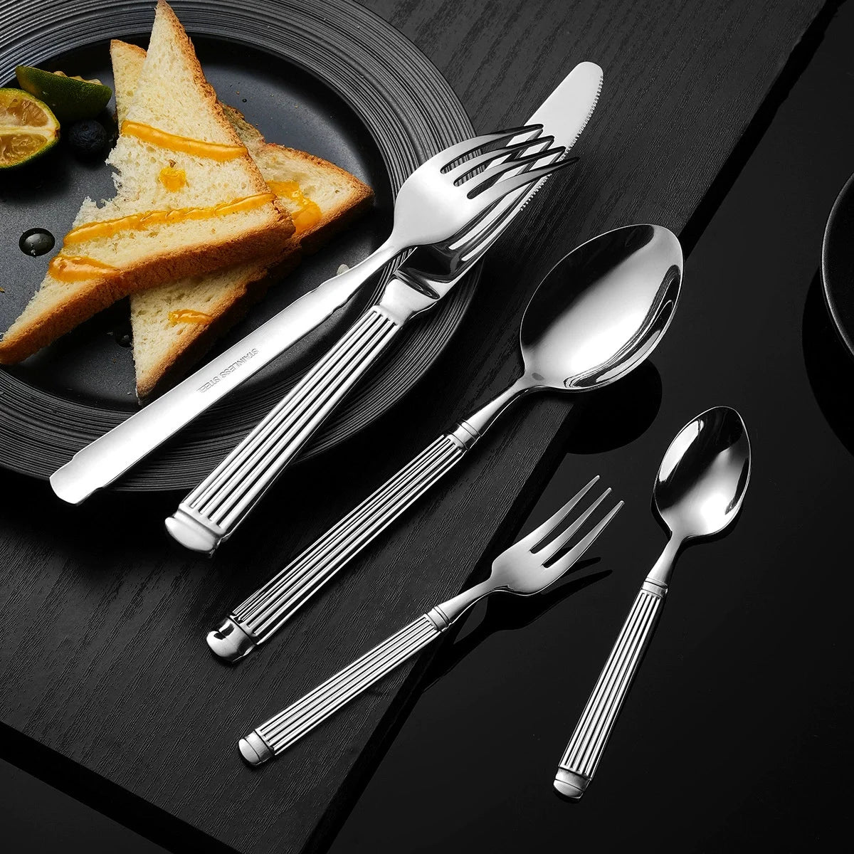 Rome Column 304 Stainless Steel Cutlery Set – Knife, Fork & Spoon Flatware Cutlery Set Axl