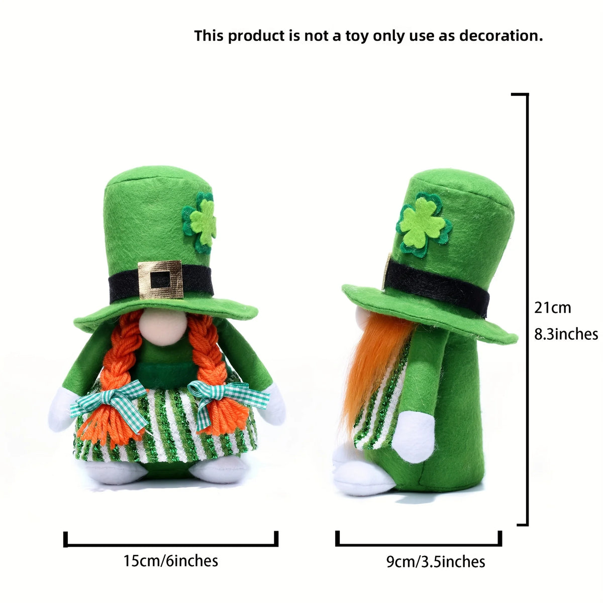St. Patrick's Day Faceless Doll Ornament – Green Top Hat Holiday Ornament Axl