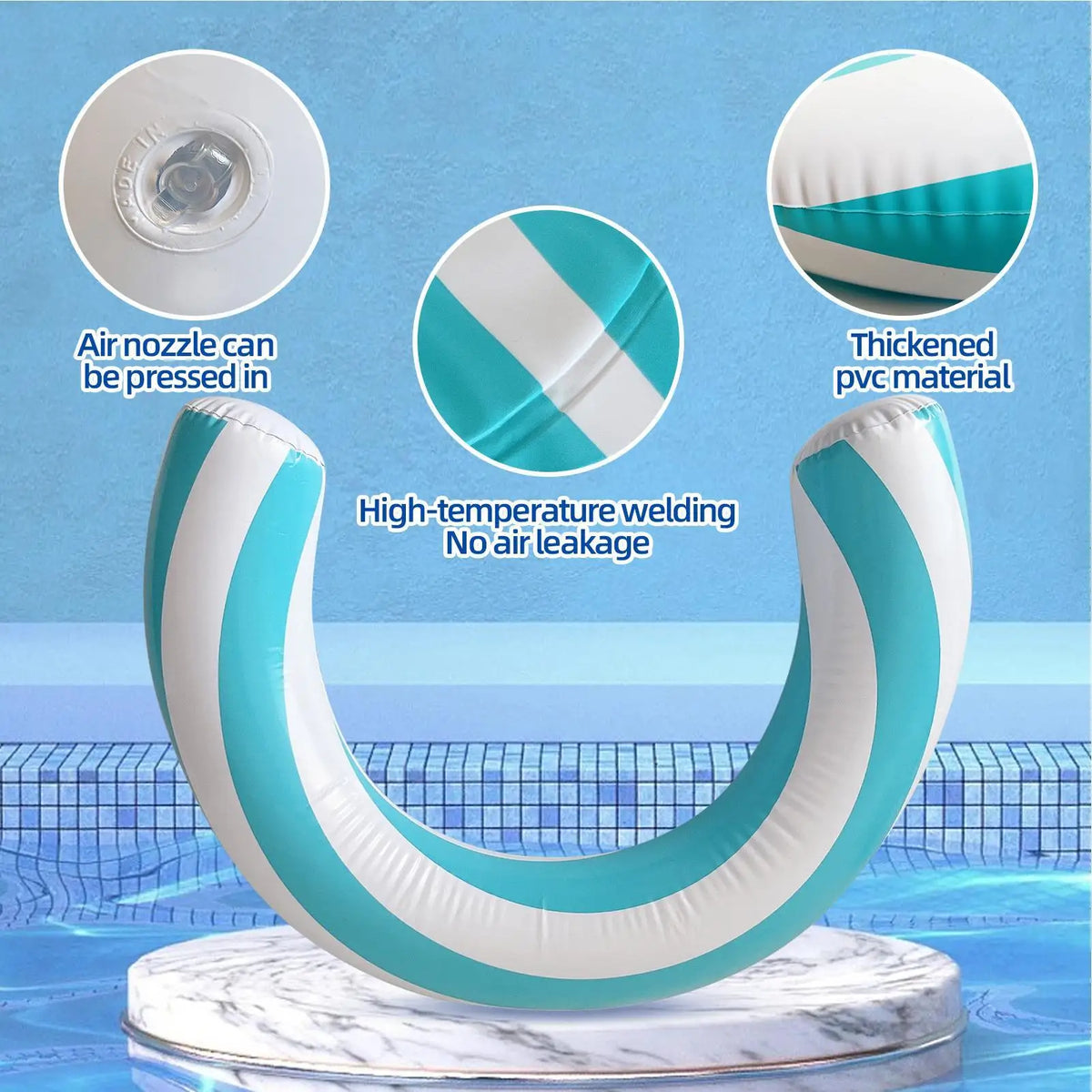 U-Shaped Inflatable Pool Float – Striped Arch Noodle Ring Inflatable Pool Float Axl