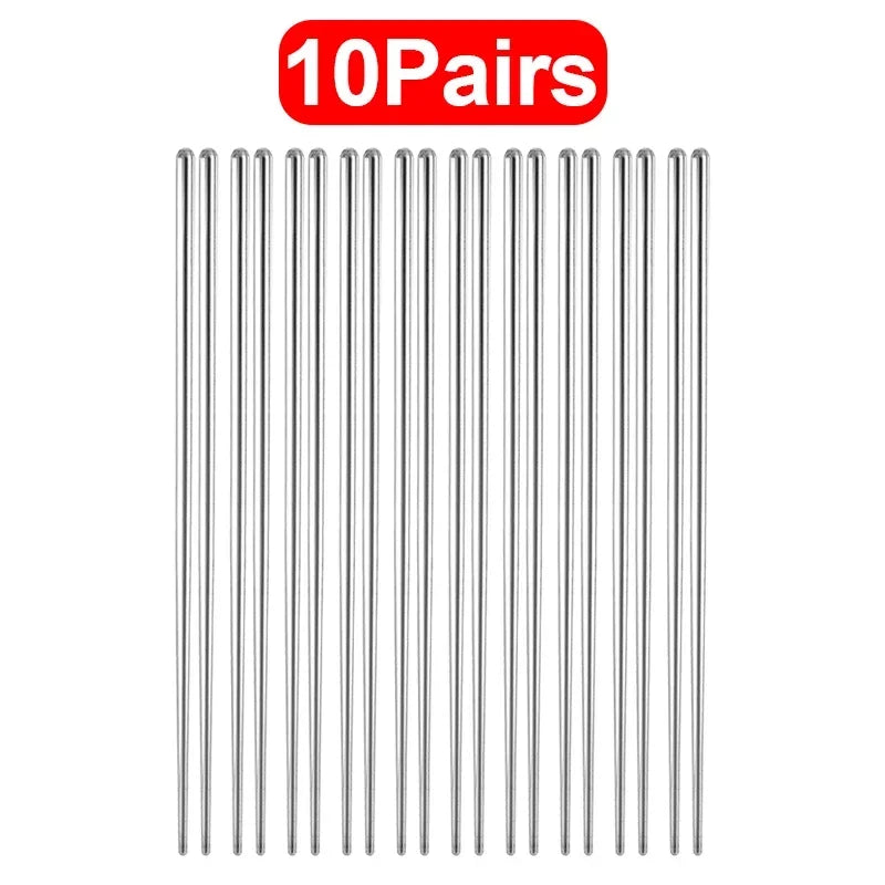 Stainless Steel Chopsticks Set – Non-Slip Reusable Cutlery Chopstick Cutlery Set Axl 10 pairs