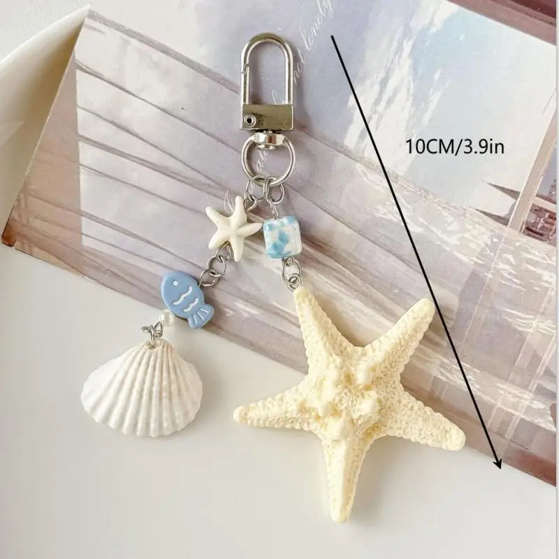 Ocean Shells & Starfish Keychain Phone Strap Charm | Resin Keychain Charm Axl