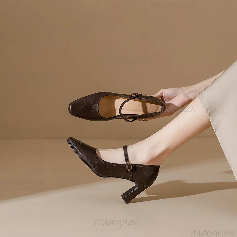 Women's Mary Jane Pumps – Square Heel Buckle Strap Heels Mary Jane Pumps Axl