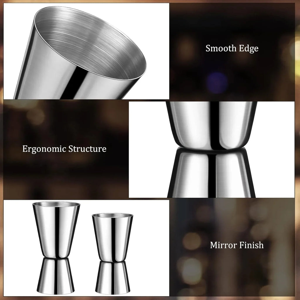 Stainless Steel Jigger Set – 4 Dual-Sided Bartender Measure Cups Bar Jigger Set Axl