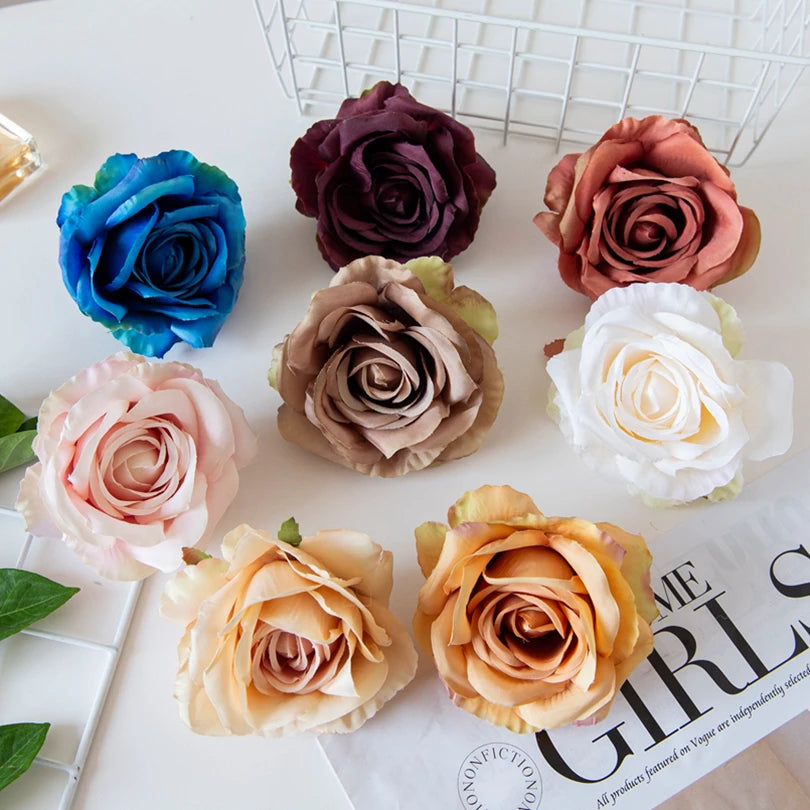 Silk Rose Artificial Flower Heads 10/20Pcs – Wedding & DIY Artificial Silk Flowers Axl