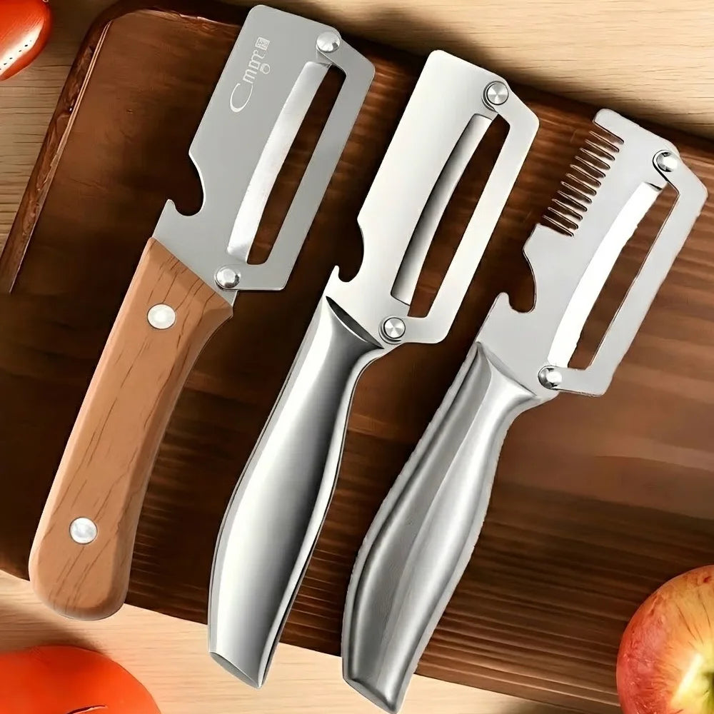 PLYS Stainless Steel Vegetable & Fruit Peeler | Wood Handle Vegetable Peeler Axl 3PCS