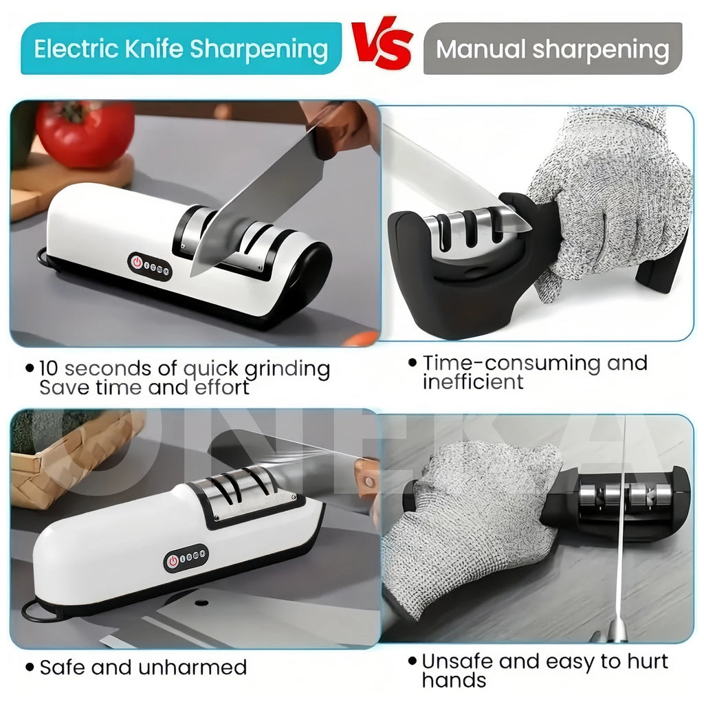 3-Stage Electric Knife Sharpener – Fast Handheld Kitchen Tool Electric Knife Sharpener Axl