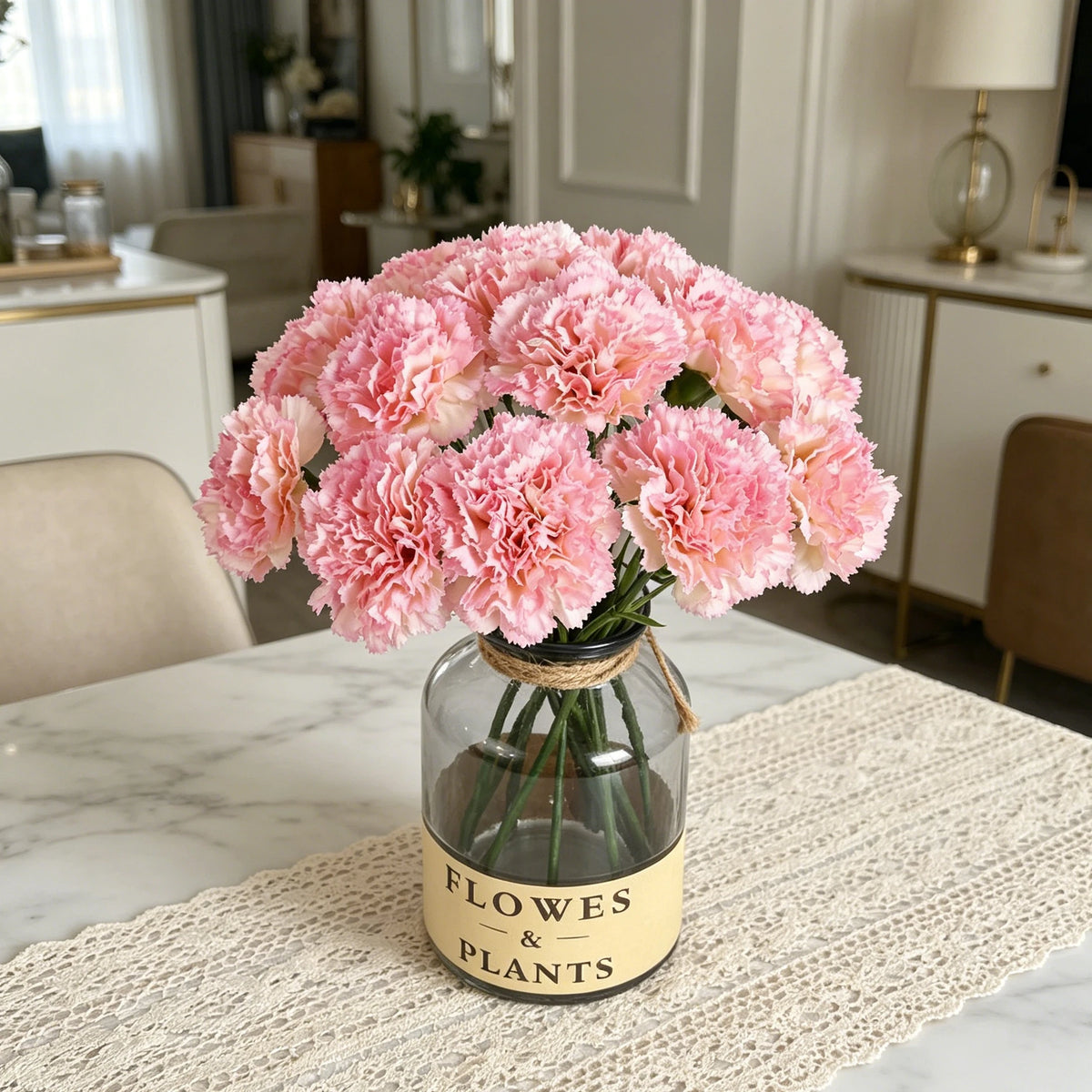 Silk Carnation Artificial Flowers 4/8 Pcs – Wedding & Home Décor Artificial Silk Flowers Axl