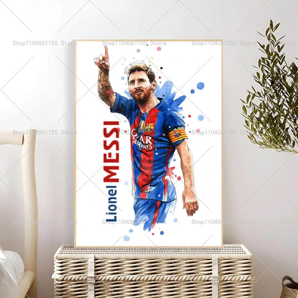 Watercolor Soccer Star Wall Poster – Self-Adhesive Art Sticker Wall Art Poster Axl z2 40x60cm No Frame