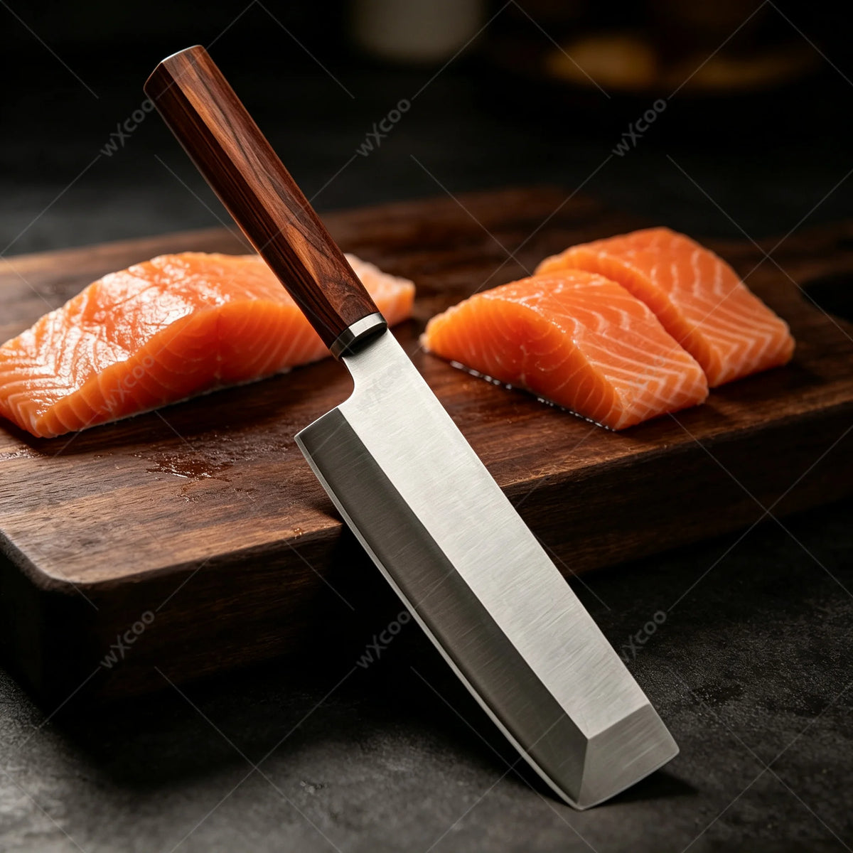WXCOO 5Cr15 Stainless Steel Sashimi & Chef Knife – Wood Handle Kitchen Chef Knife Axl Meat Cleaver