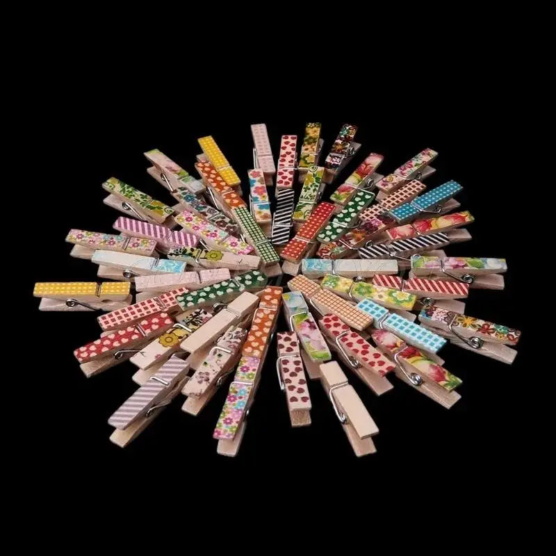 50-Pack Natural Wooden Mini Clips – Craft & Photo Clothespins Wooden Craft Clips Axl