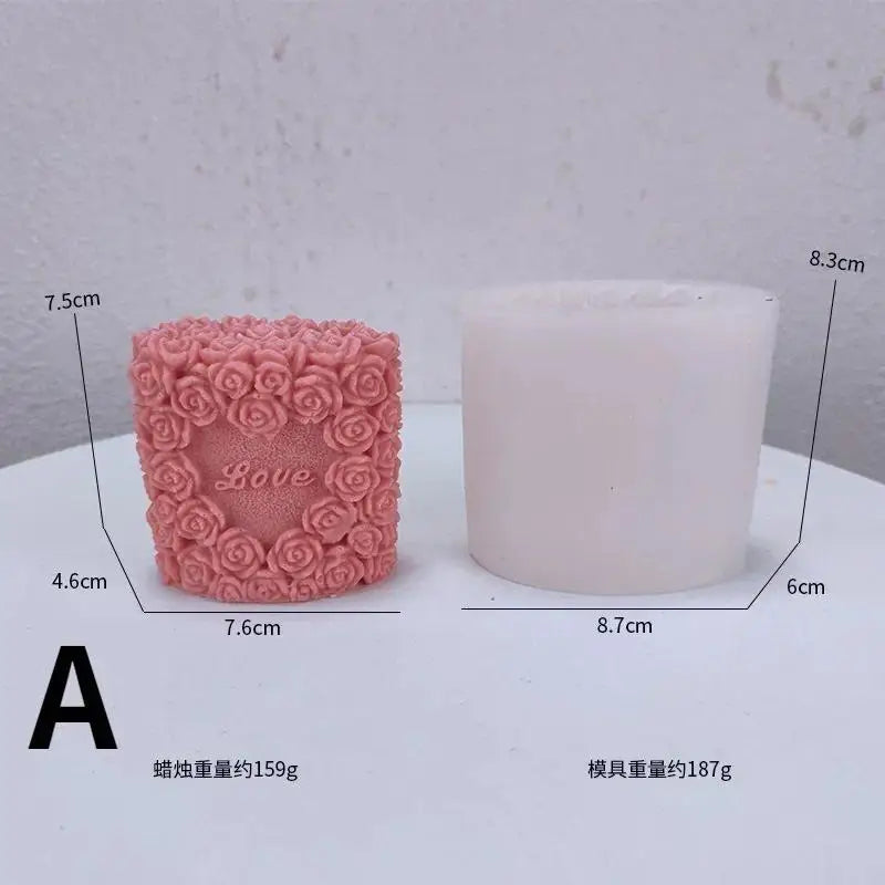 Rose Cylinder Silicone Mold – Candle, Soap & Craft DIY Silicone Craft Mold Axl A