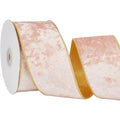 10 Yards Pink Velvet Wired Ribbon Gold Edge 2.5 Inch Bows Craft Ribbon Axl AECH04-18354