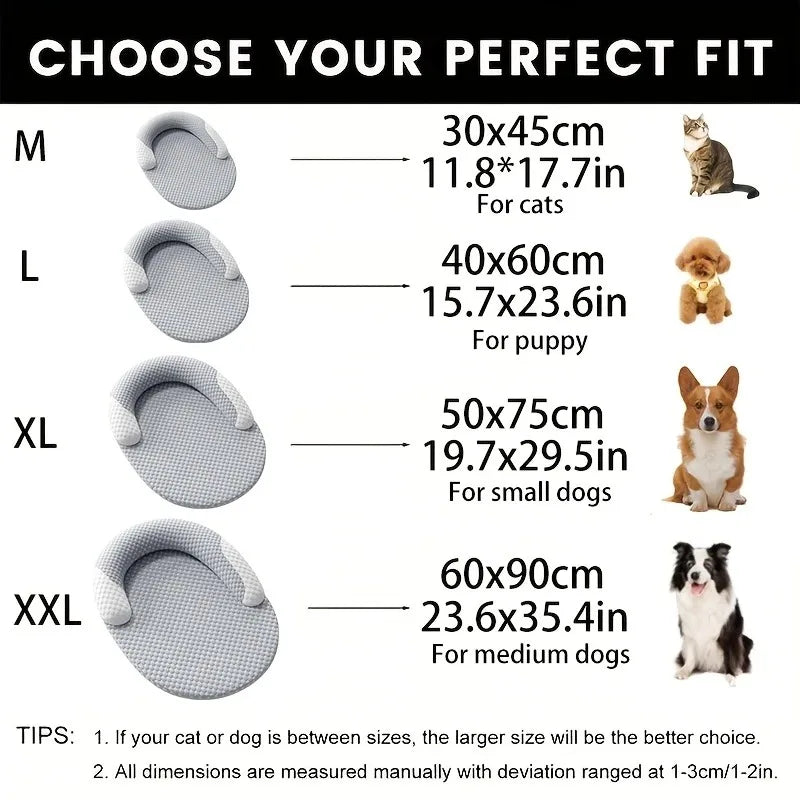 Ice Silk Cooling Pet Bed – Oval Mat for Dogs & Cats | S–XL Pet Cooling Bed Axl