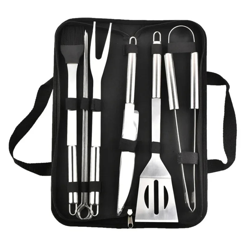 Stainless Steel BBQ Tool Set 9-12 Pc with Carry Bag | Grill Kit BBQ Grill Tool Set Axl