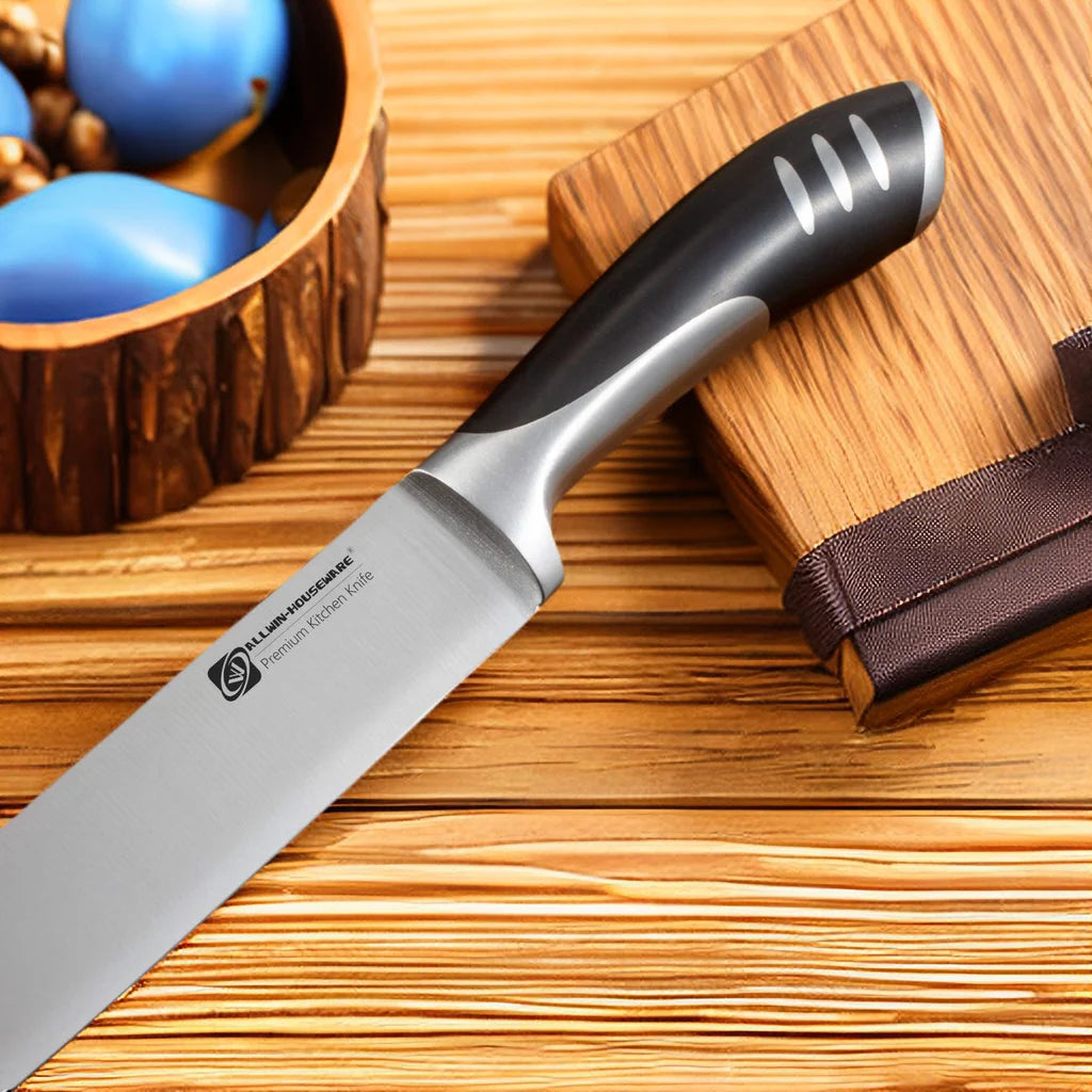 8-Piece German Steel Kitchen Knife Set & Rubber Wood Block Kitchen Knife Set Axl