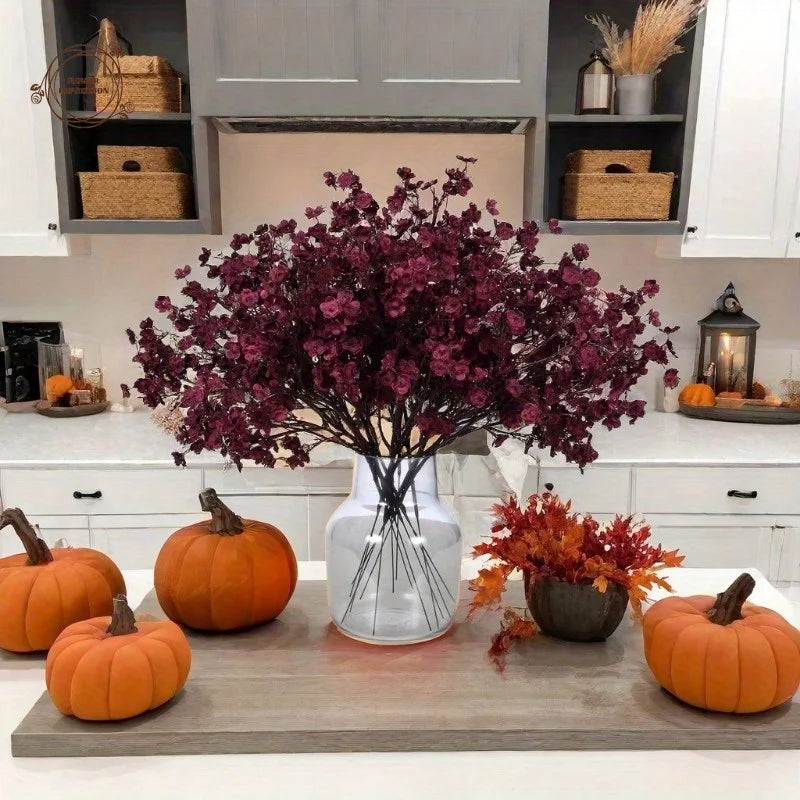 Artificial Burgundy Silk Flowers – Peach Blossom & Gypsophila Artificial Silk Flowers Axl