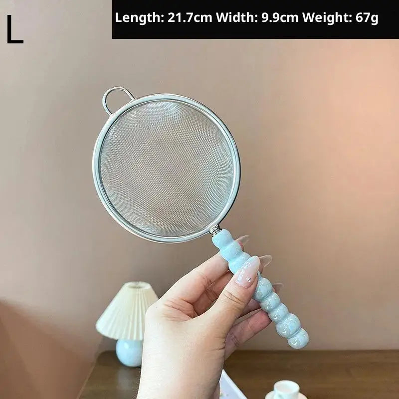 Tea Strainer with Pearl Ceramic Handle – Fine Mesh Sieve Tea Strainer Axl Blue L