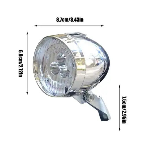 Retro Bike Headlight – 3 LED USB Rechargeable | 8Hr Battery Bicycle Headlight Axl sliver