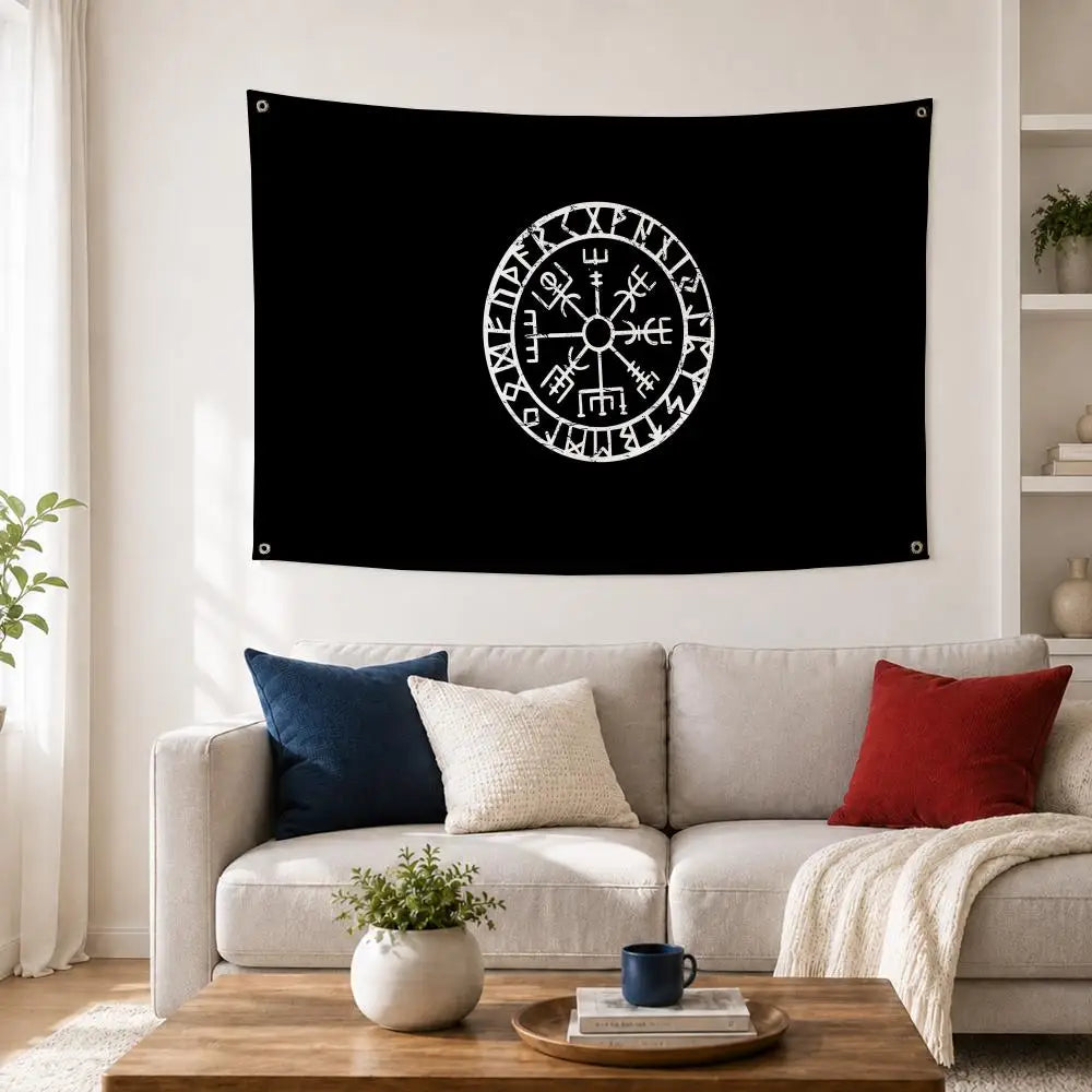 Valhalla Vegvisir Viking Flag – Indoor & Outdoor Wall Banner Decorative Wall Flag Axl