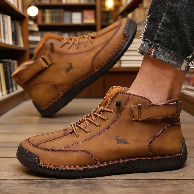 ZULIWAGN Men's Vintage Leather Lace-Up Casual Shoes | Non-Slip Men's Casual Shoes Axl