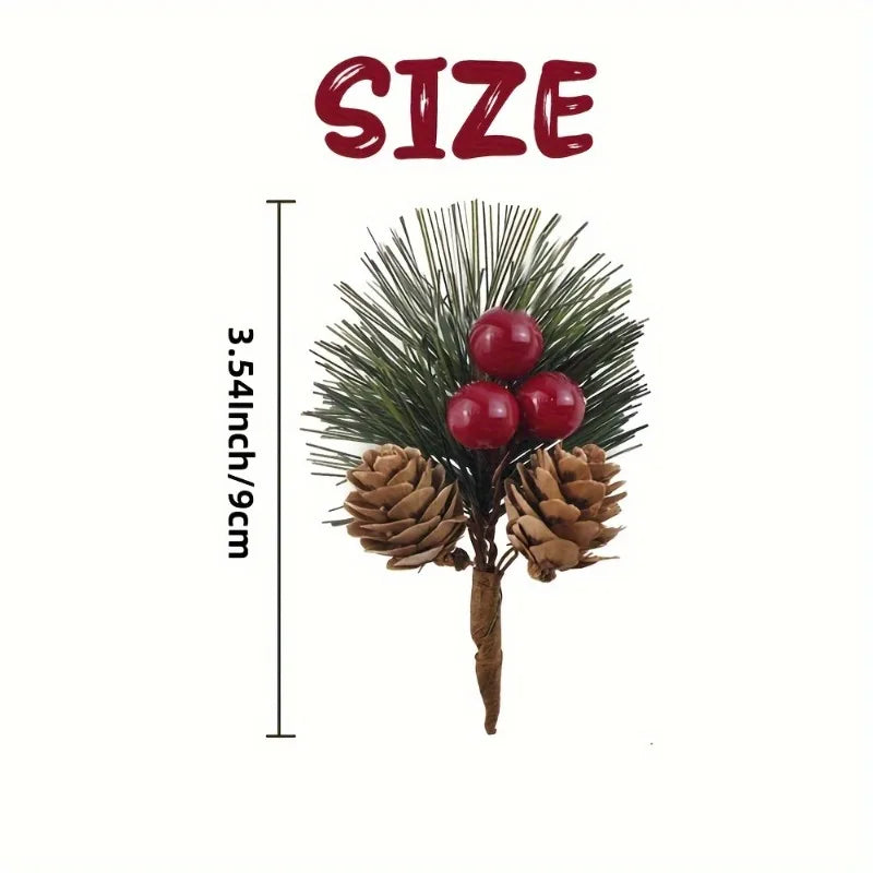 10 Artificial Pine Picks Red Berries & Pinecones – Xmas Wreaths Artificial Holiday Picks Axl