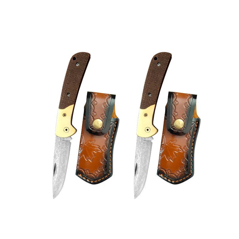 InLeung Damascus Steel Boning & Kitchen Cleaver Knife Damascus Kitchen Knife Axl 2BT Folding Knife