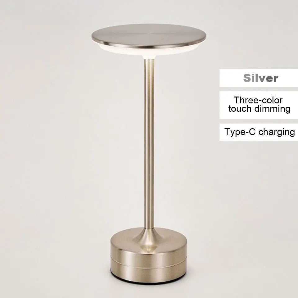Rechargeable LED Crystal Touch Table Lamp – Wireless Desk Light LED Touch Table Lamp Axl Silver