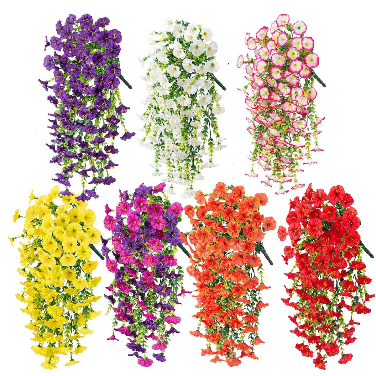 2pc Artificial Silk Petunia Hanging Flowers | UV Resistant Outdoor Artificial Hanging Flowers Axl