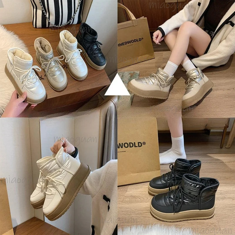 Women's Waterproof Platform Snow Boots – Plush Ankle Booties Women's Snow Boots Axl
