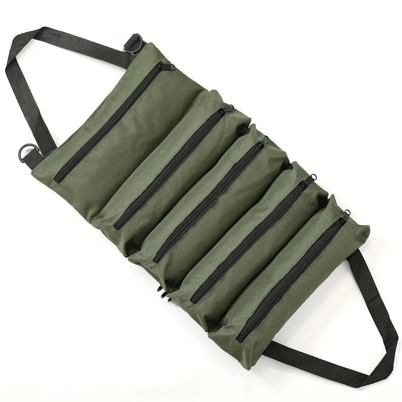 Roll-Up Tool Bag – Multi-Pocket Oxford Cloth Organizer Pouch Roll-Up Tool Bag Axl green