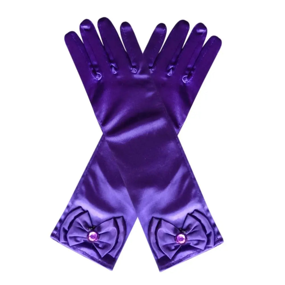 Girls Princess Satin Sequin Gloves – Kids Dance & Dress-Up Kids Dress-Up Gloves Axl dark purple