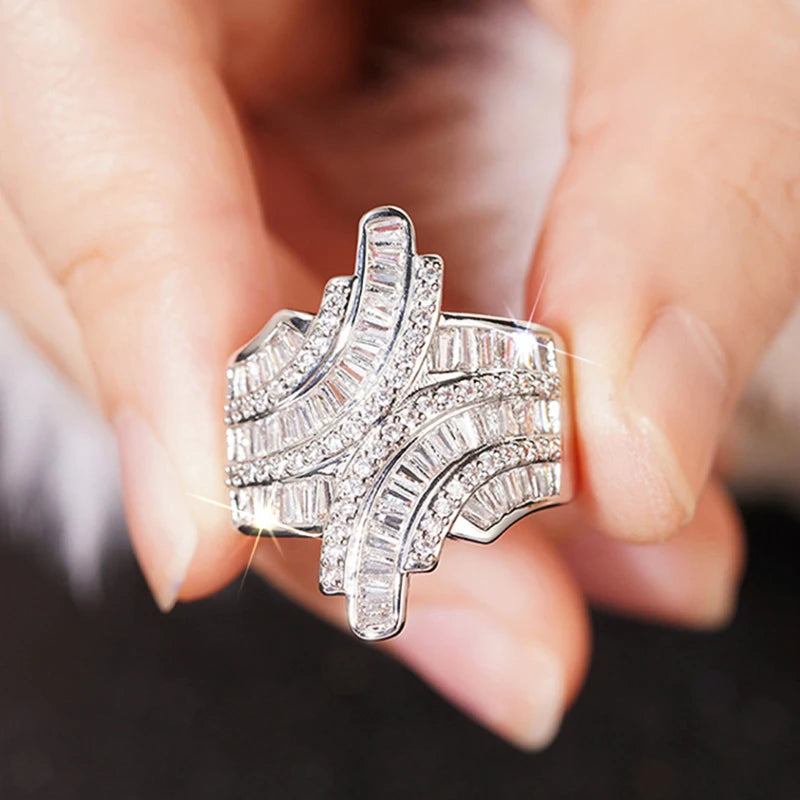 Huitan Cubic Zirconia Pave Ring – Wedding & Party Jewelry Fashion Ring Axl