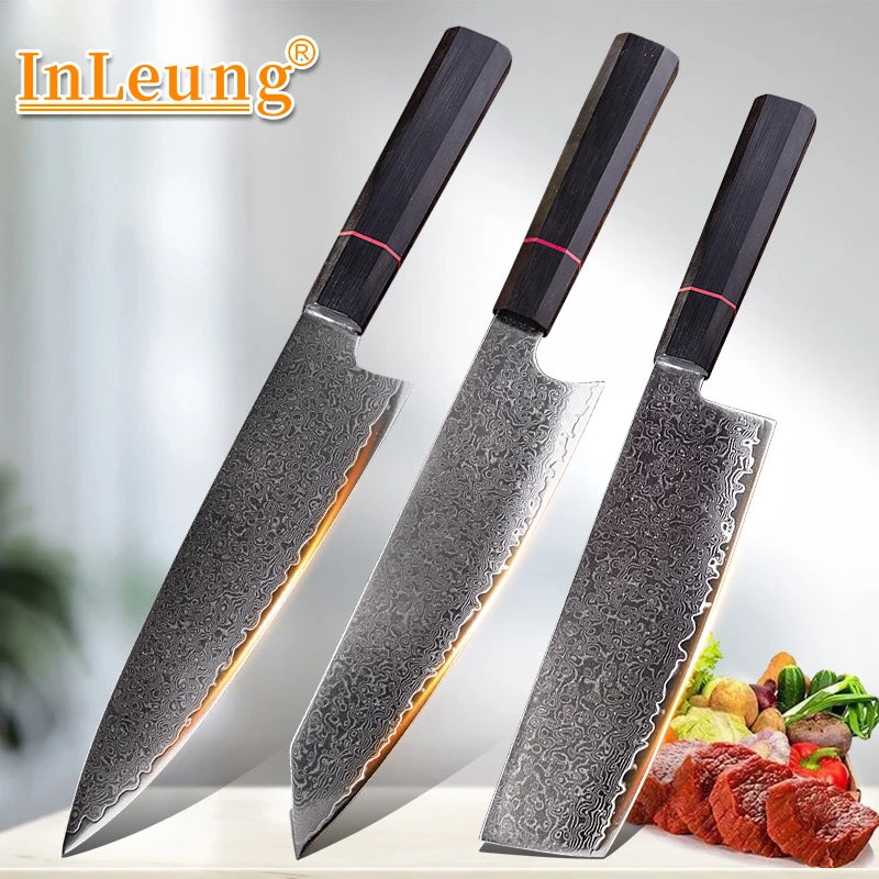 67-Layer Damascus Steel VG10 Chef Knife – Japanese Kitchen Set Damascus Chef Knife Axl