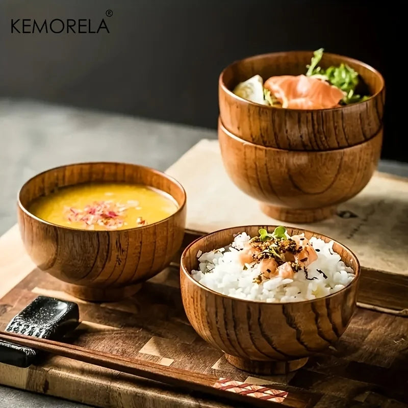 KEMORELA Natural Wooden Bowl – Salad, Rice & Fruit Serving Wooden Serving Bowl Axl